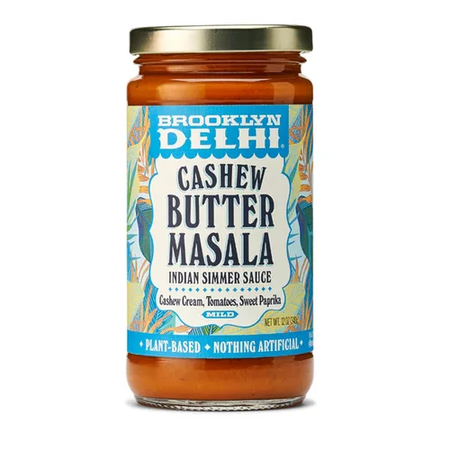 Brooklyn Delhi Masala de mantequilla de anacardo - Salsa india a fuego lento con tomates crema de anacardo, pimentón dulce, 12 onzas, lo