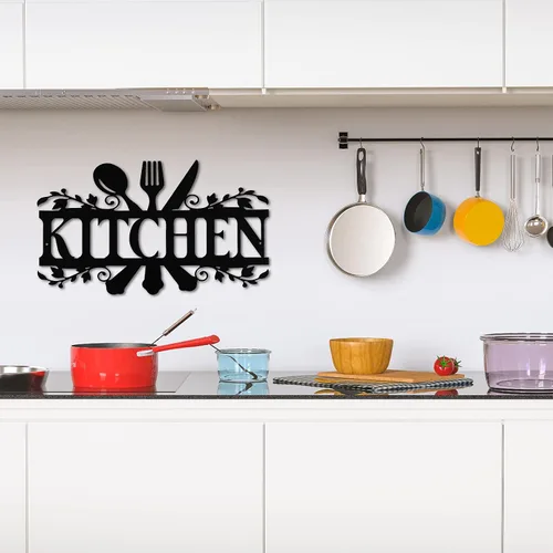Miniatura 6 de Hotop Letrero de Metal Negro para Cocina, Imágenes de Cocina de Granja Decoración de Pared Arte de Pared Rústico de Campo para Mardi Gras Pascua