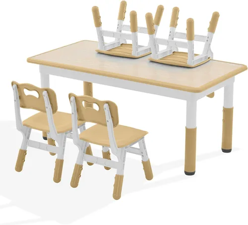Miniatura 7 de GITAWUSA Juego de mesa y sillas de estudio para niños, juego de mesa y sillas para niños de 3 a 8 años, escritorio de graffiti (madera)