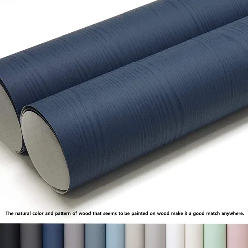 Miniatura 2 de Papel de contacto autoadhesivo de madera azul oscuro, 19.6 x 118 pulgadas, película autoadhesiva decorativa para muebles, papel tapiz autoadhesivo