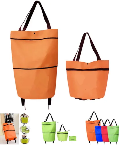 Miniatura 8 de Carrito de compras plegable 2 en 1 2023, bolsa de compras plegable portátil con ruedas, bolsa de compras ligera impermeable con ruedas, bolsa de Azul