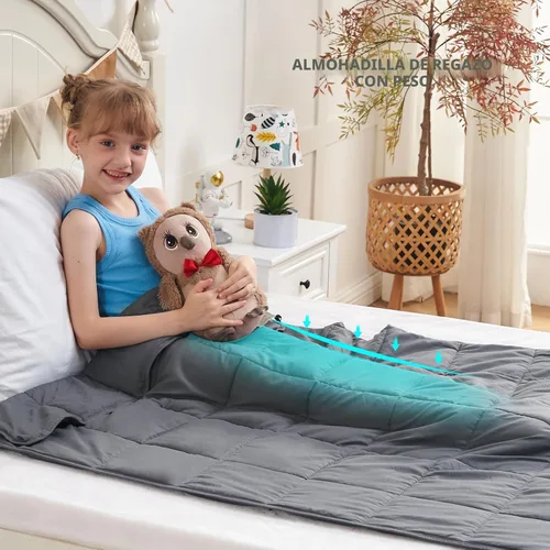 Miniatura 5 de yescool Manta con Peso de 5 Libras Manta de Regazo con Peso Refrescante, Manta Pesada Gris para Dormir, Manta con Peso de Regalo para 40-60 libras