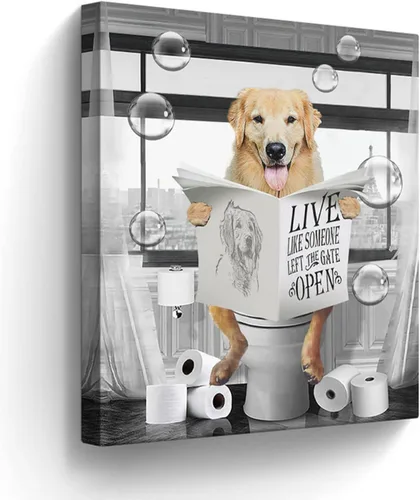 Miniatura 18 de Lienzo decorativo de osos divertidos para pared, cuadros en blanco y negro, decoración de pared de baño, oso sentado en el inodoro, lectura