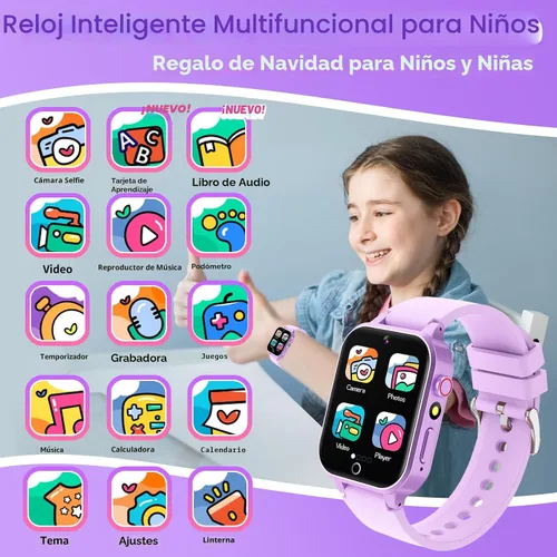 Miniatura 2 de Cosjoype Reloj inteligente para niños con 26 juegos de rompecabezas, pantalla táctil HD, cámara de video, reproductor de música, seguimiento