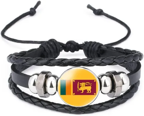 Miniatura 114 de vmcoatdu Mundial Muchas Banderas Nacionales Brazalete Retro de Aleación de Cuero para Pulsera de Cuerda Trenzada de Bandera Nacional