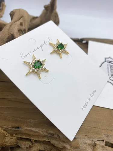 Miniatura 3 de Concept8 colored glass 18K gold plated 925 silver post earrings made in korea