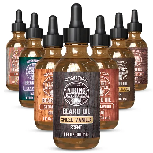 Miniatura 16 de Viking Revolution Aceite de barba de sándalo para hombres, aceite natural para barba con aceite de argán y aceite de jojoba, suavizante de barba