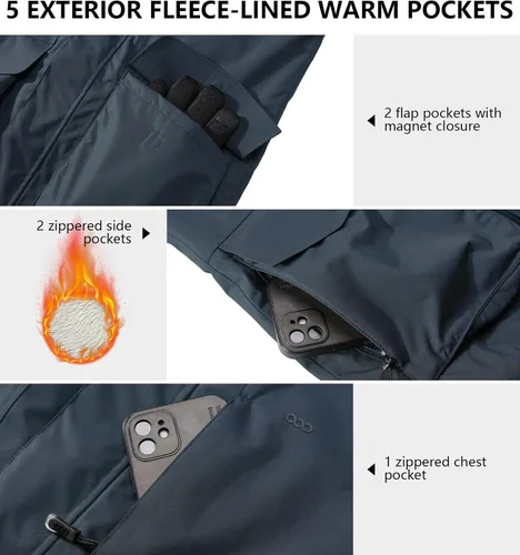 Miniatura 3 de 33,000ft Chaqueta de invierno impermeable aislada con capucha, abrigos largos Anorak acolchado cálido parka para esquí deportes de nieve