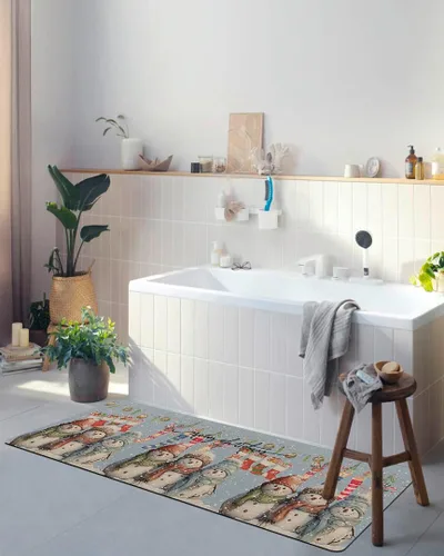 Miniatura 5 de Tapete de baño de muñeco de nieve de Navidad para bañera, antideslizante, de secado rápido y absorbente, tierra de diatomeas, fregadero, dormitorio