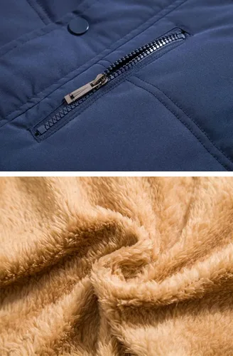 Miniatura 24 de Chaleco acolchado de invierno cálido para hombre, con forro polar grueso, sin mangas, chaqueta sin mangas
