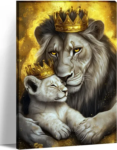 Miniatura 11 de LYUNSHUO Lienzo decorativo para pared, diseño de león y leona, animales en blanco y negro, imágenes de pareja, pintura abstracta de vida silvestre