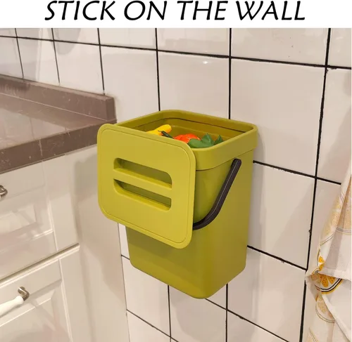 Miniatura 2 de stonespace Cubo de basura pequeño para cocina con tapa, contenedor de compost para cocina interior sellado, bote de basura debajo del fregadero