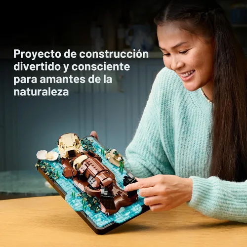 Miniatura 3 de LEGO Ideas - Juego de construcción de nutrias marinas flotantes para adultos, decoración de habitación u oficina para mujeres y hombres, a partir