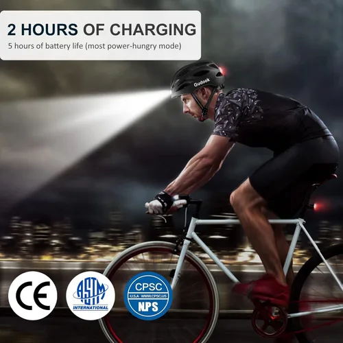Miniatura 2 de Casco de bicicleta con luz LED: Cascos de bicicleta para hombres y mujeres y adultos con luces delanteras y traseras Casco de ciclismo ajustable
