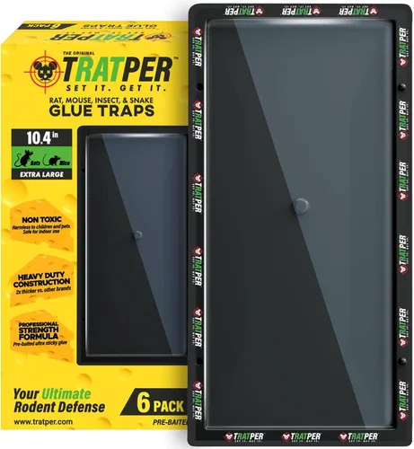 TRATPER Trampas de pegamento para ratones, ratas, serpientes, lagartos, insectos. 6 unidades. Fuerza extra, adhesivo pre-atraído. Bandeja de