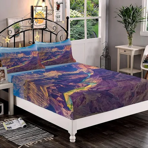 Miniatura 21 de XISUNYA Juego de sábanas decorativas tamaño Queen, juego de sábanas bajeras y 2 fundas de almohada con bolsillos profundos de Halloween