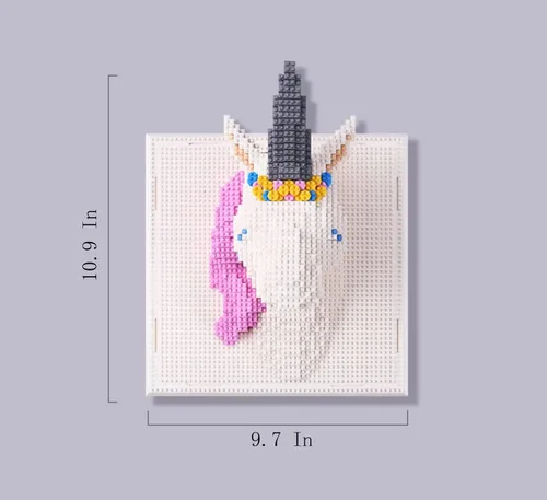 BDYDT Juego de bloques de construcción de unicornio para pared, un juego de decoración de pared para adultos que aman pasatiempos creativos (1784
