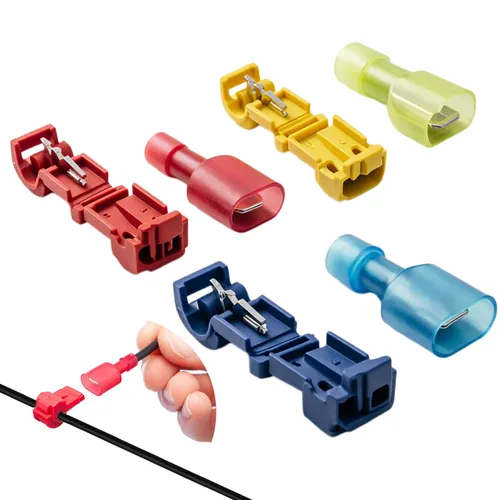 60 conectores de cable en T, conectores de cable de empalme rápido de 22-10 AWG (22-18AWG rojo, 10 pares, 10 pares azules de 18-14 AWG, 10 pares de