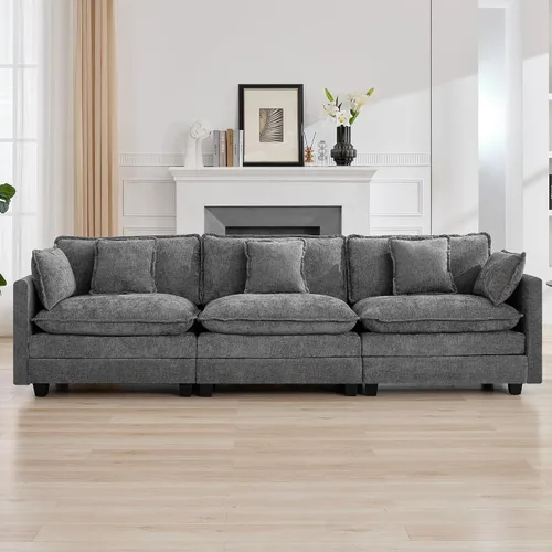 Miniatura 110 de Otomán de Sofá Moderno de Chenille Nube de 35'', Otomán Rectangular para Sofá Seccional Modular, Beige