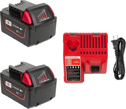 VOLT1799 Paquete de 2 baterías de litio de 5.0Ah 18V y cargador para batería M18 48-11-1820 Baterías inalámbricas de herramientas eléctricas,