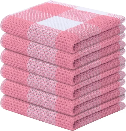 Miniatura 20 de Mordimy Toallas de cocina 100% algodón con tejido de gofre, 13 x 28 pulgadas, paños de cocina súper suaves y absorbentes para secar platos, paquete