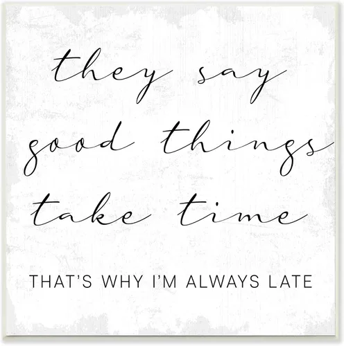 Miniatura 11 de Stupell Industries Good Things Always Late Phrase Beauty Inspirational, arte de pared enmarcado negro diseñado por Daphne Polselli, 12 x 12