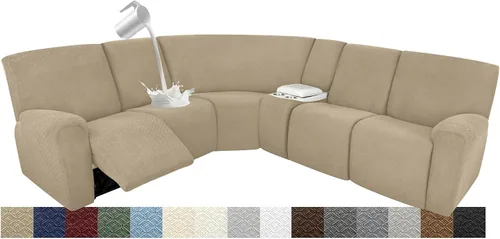 Miniatura 55 de Fundas impermeables de sofá reclinable modular para sofás reclinables, lavable en forma de L, para perros, fundas elásticas para sofá reclinable