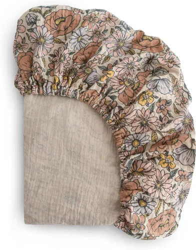 Miniatura 27 de mushie Sábana bajera ajustable de muselina extra suave 192 hilos 28 x 52 pulgadas (natural)