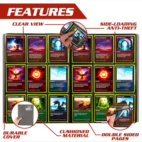Miniatura 3 de Monster Binder - Álbum de tarjeta coleccionables, 9 bolsillos para tarjetas, retiene 360 de Yugioh, Magic, y Pokémon Páginas blancas Holofoil