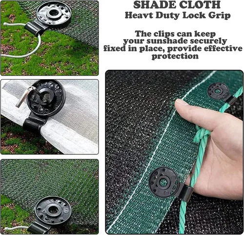 Miniatura 4 de 50 piezas de agarre de bloqueo de tela de sombra, clips de plástico de tela para sombra, agarre de abrazadera de toldo resistente al viento, clips