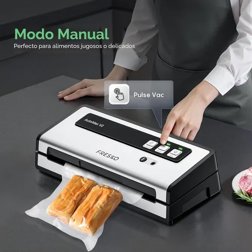 Miniatura 4 de Máquina selladora al vacío FRESKO con detección automática de bolsas, doble sellado térmico, sellador de alimentos compacto, fácil de usar, kit