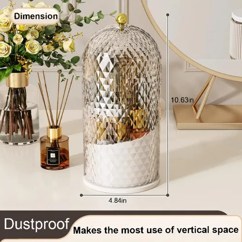 Miniatura 7 de Organizador de brochas de maquillaje con tapa, caja de almacenamiento de brochas de maquillaje con patrón de diamante, almacenamiento de brochas