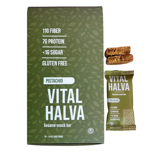 Miniatura 7 de NUEVO SABOR: Barra de sésamo Vital Halva Gut-Friendly Gut, 0.43 oz de fibra, 0.27 oz de proteína, 0.04 oz de azúcar añadida, snack vegano sin gluten