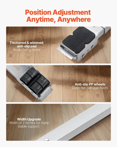 Miniatura 4 de VEVOR Rodillos para Muebles y Electrodomésticos de Servicio Pesado, 660 lbs de Carga Total, Rodillos Extensibles para Electrodomésticos Base Móvil