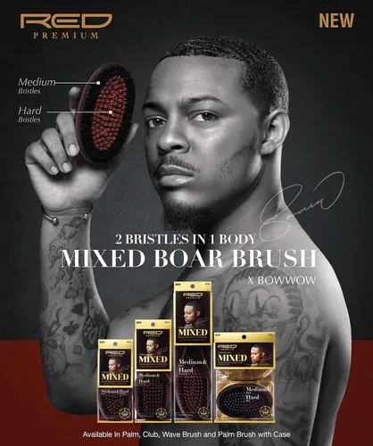 Miniatura 7 de Rojo Premium 2 cerdas en 1 cuerpo mixto Club Boar Brush X BowWow (medio y duro)