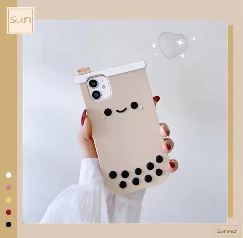 Miniatura 2 de Yatchen Fundas Kawaii para iPhone 13 Pro Max, funda protectora a prueba de golpes para iPhone 13 Pro Max con diseño de dibujos animados Boba té