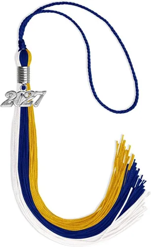 Miniatura 88 de Endea Graduation Borla de triple color con gota de fecha plateada (negro/dorado/granate, 2020)