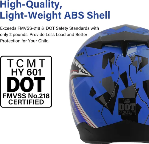Miniatura 2 de TCMT - Casco integral para jóvenes y niños, para motocross, bicicleta de montaña BMX, MX, ATV, bicicleta de tierra, calle, con visera solar