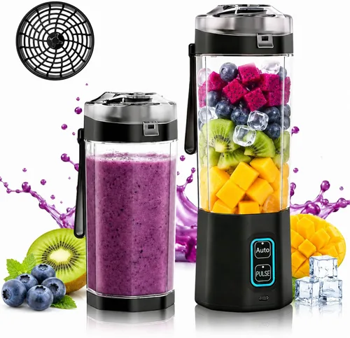 Licuadora portátil para batidos, 24 onzas, exprimidor personal inalámbrico de proteínas con tapa a prueba de fugas, sin BPA, recargable, mini