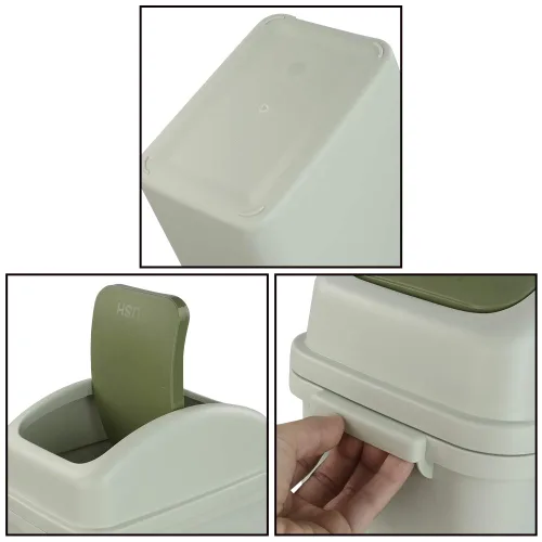 Miniatura 4 de Asking Cubo de basura pequeño de 1.8 galones con tapa abatible, cubo de basura de plástico, color verde