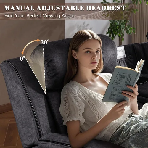 Miniatura 4 de Sofá biplaza reclinable eléctrico Zero Gravity con reposacabezas ajustables, sillón reclinable eléctrico con consola, sofá reclinable eléctrico de 2