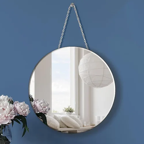 Miniatura 8 de QMDECOR Espejo en forma de corazón con cadena de hierro para decoración de pared de 12 x 12 pulgadas, paquete de 2 unidades para colgar en la pared