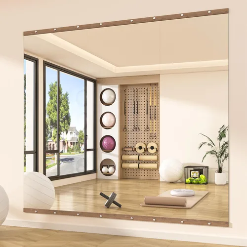 Miniatura 30 de Hasipu 3 piezas de espejos para gimnasio en casa de 48''x24'', espejos grandes de cuerpo entero montados en la pared para yoga, baile, fitness
