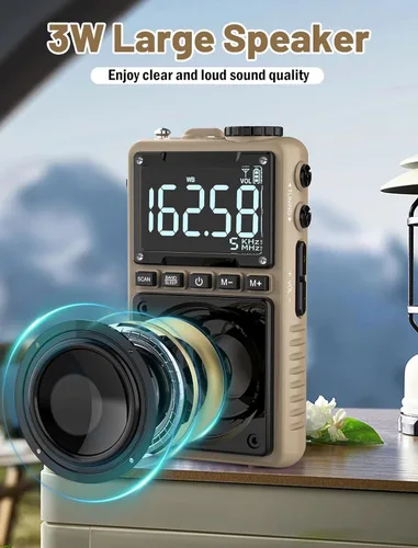 Miniatura 4 de Radio digital AM FM de banda meteorológica de 851 mAh, radio de bolsillo portátil recargable con la mejor recepción, linterna, pantalla LCD, clip