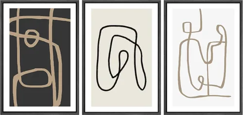 Miniatura 639 de SIGNWIN Lienzo enmarcado para pared, arte con pinceladas de flujo neutro en tonos beige abstractos, ilustraciones, arte moderno, decorativo