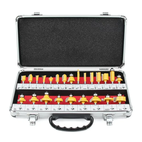 Miniatura 10 de Newdeli Juego de brocas para enrutador, vástago de 1/4 de pulgada, 15 piezas, brocas de carburo de tungsteno, herramienta de carpintería