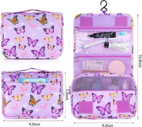 Miniatura 3 de Neceser colgante para niños para niñas y niños, púrpura, ((Butterfly-Purple)