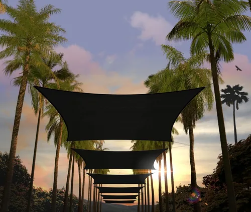Amgo - Parasol cuadrado negro personalizado de 6' x 6' UPF50+ AGTAPR1218, toldo a medida, 95% de bloqueo UV, permeable al agua y al aire, para uso