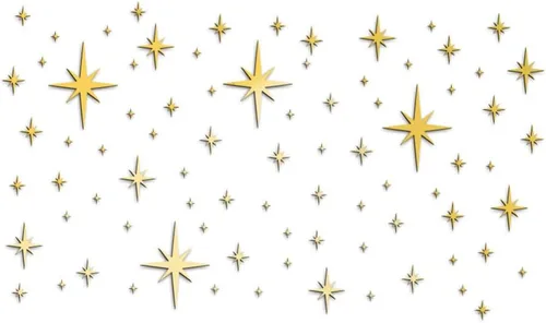 Miniatura 5 de 1 hoja de 82 calcomanías acrílicas de pared con diseño de estrella de espejo de estrella, color oro rosa, fáciles de pelar, autoadhesivas