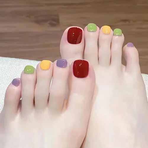 Miniatura 27 de Uñas postizas acrílicas artificiales negras para los dedos de los pies, ataúd a presión con diseños de flores blancas, uñas postizas reutilizables